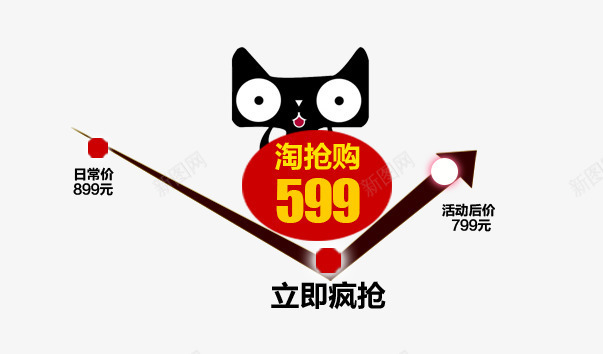 淘抢购活动促销png免抠素材_88icon https://88icon.com 卡通 天猫 活动促销 淘抢购 箭头