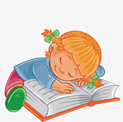 在书上睡觉的小孩矢量图素材