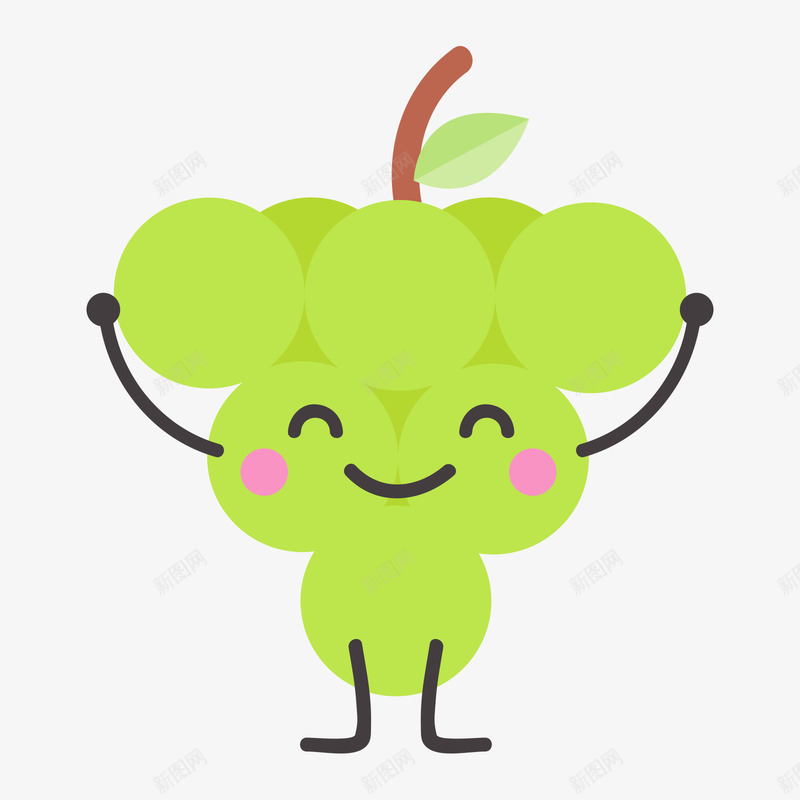 绿色微笑的葡萄水果表情矢量图ai免抠素材_88icon https://88icon.com 微笑 水果 水果表情 绿色 绿色葡萄 黑色 矢量图