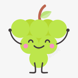 绿色微笑的葡萄水果表情矢量图素材