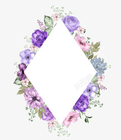 手绘菱形花卉花框素材