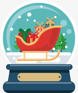 圣诞雪橇礼物车水晶球素材