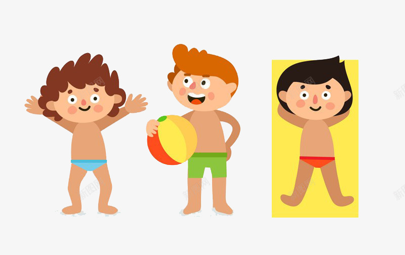 卡通小孩沙滩玩耍png免抠素材_88icon https://88icon.com 日光浴 沙滩 泳衣 游泳