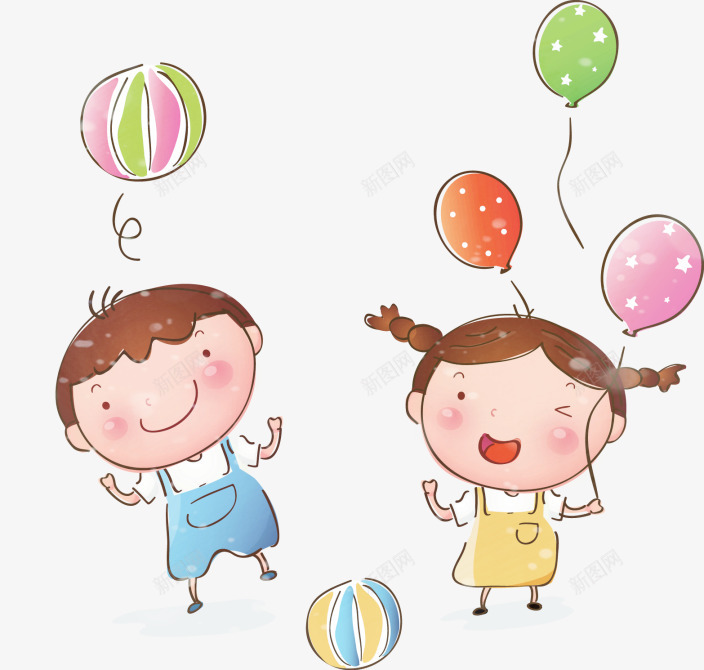 手绘玩气球的小孩子png免抠素材_88icon https://88icon.com 小孩子 手绘儿童 气球