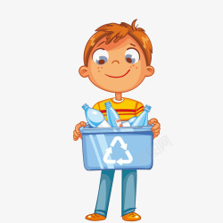 手绘环保小男生矢量图素材