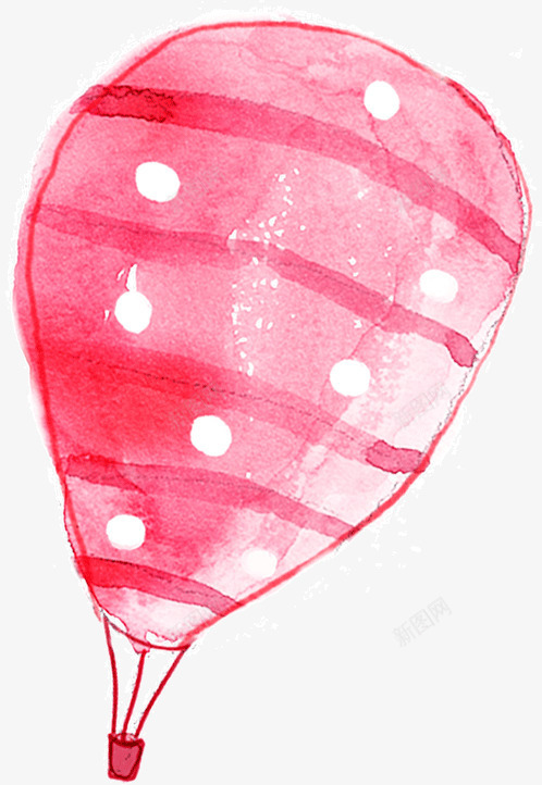 手绘风格热气球png免抠素材_88icon https://88icon.com 条纹白色斑点 红色