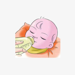躺在枕头上的宝宝闭着眼睛喝奶的小婴儿高清图片