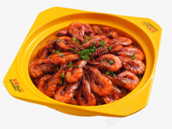 黄色餐具快餐鲜虾肉蟹煲素材