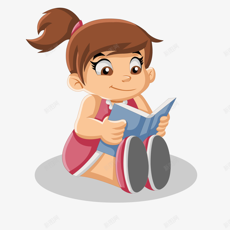卡通看书阅读学习的女孩png免抠素材_88icon https://88icon.com 世界读书日 儿童生活节 国际儿童图书日 学习 阅读