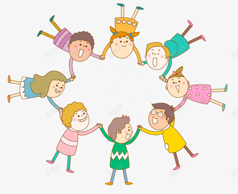 手绘可爱儿童插画手拉手的孩子们png免抠素材_88icon https://88icon.com 儿童 可爱 圆环 孩子们 手拉手 手绘 插画