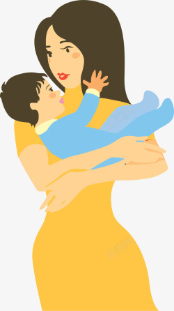 母亲节带小孩怀抱婴儿矢量图素材