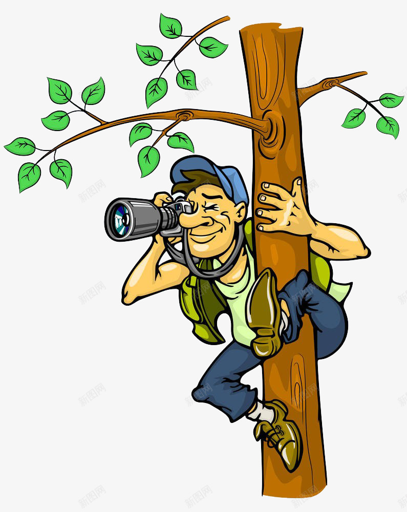 在树上照相的人png免抠素材_88icon https://88icon.com 偷拍 卡通手绘 对准 拍照 摄影 照相 爬树的人 狗仔队 瞄准