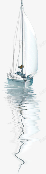 摄影白色海边帆船手绘素材