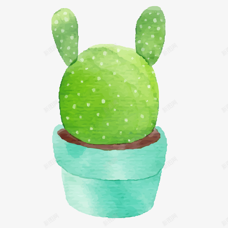 水彩手绘卡通植物矢量图ai免抠素材_88icon https://88icon.com 仙人掌 彩绘 手绘 植物设计 盆栽设计 矢量图