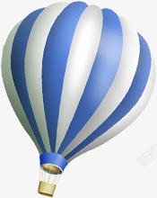 蓝色条纹热气球装饰素材