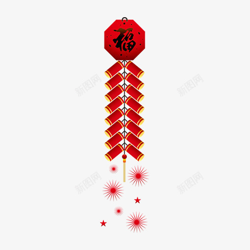 红色中国风福字鞭炮png免抠素材_88icon https://88icon.com 中国风挂饰 放鞭炮 新年 新春 春节 爆竹 福字鞭炮 过年