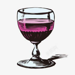 手绘葡萄酒杯子图案素材