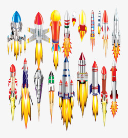 各种卡通飞行器火箭发射素材