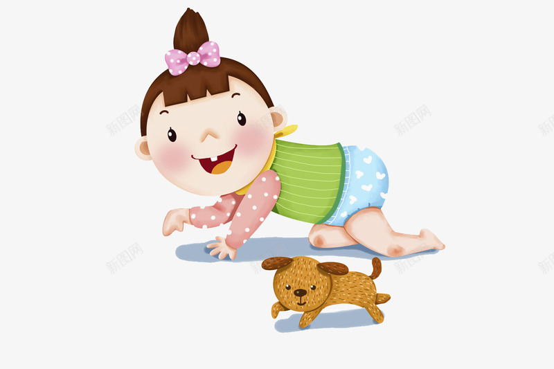 手绘婴儿png免抠素材_88icon https://88icon.com 动物 卡通 女婴 孩子 宠物 小狗 手绘 水彩 爬行