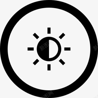 黑色圆环包围着太阳图标图标