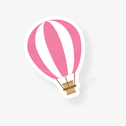 手绘卡通粉色热气球矢量图素材