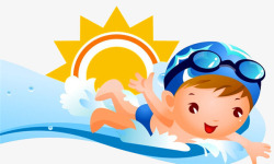 卡通人物动作小男孩游泳免费高清图片