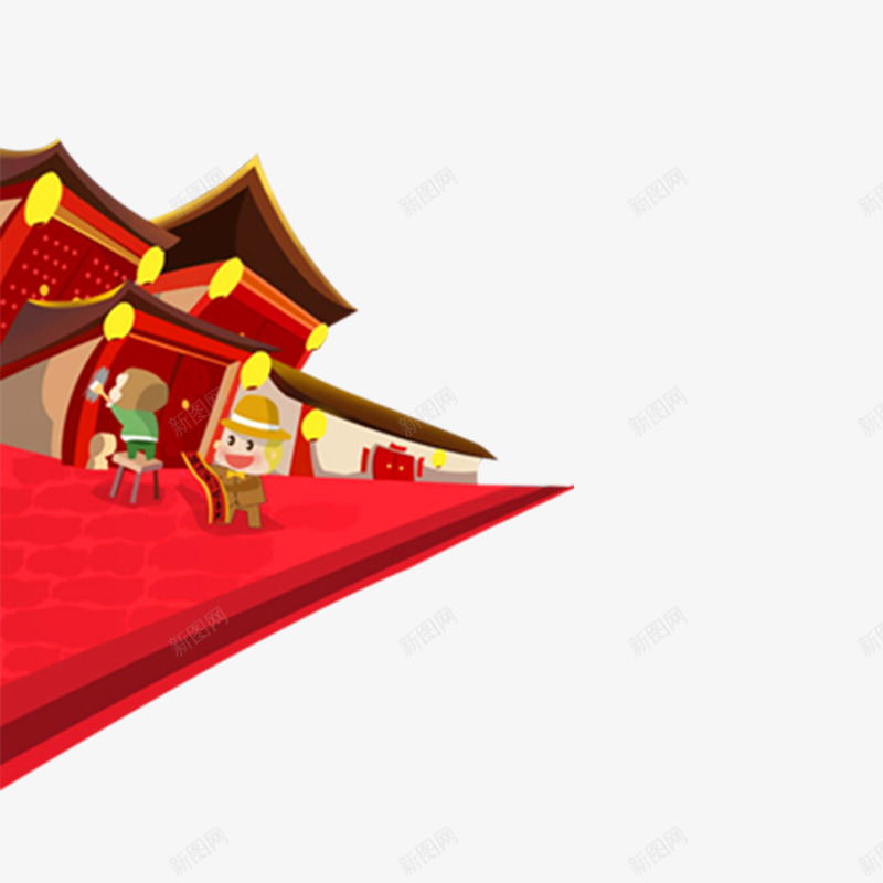 过节过年喜庆扁平png免抠素材_88icon https://88icon.com 小孩过年扁平图 红色喜庆素材 过年