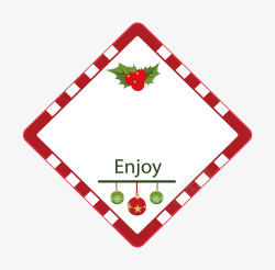 红色菱形边框圣诞标签素材