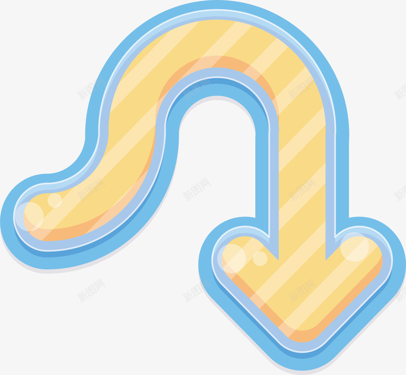 黄色后转弯箭头png免抠素材_88icon https://88icon.com 后转弯 条纹 条纹箭头 矢量png 箭头 黄色箭头