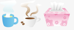 咖啡奶茶纸巾生活用品背景矢量图素材