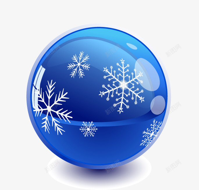 圣诞球蓝色png免抠素材_88icon https://88icon.com 圣诞 圣诞球 水晶 蓝色 雪花球
