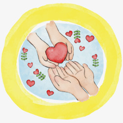 彩绘国际慈善日交换爱心的手矢量图素材
