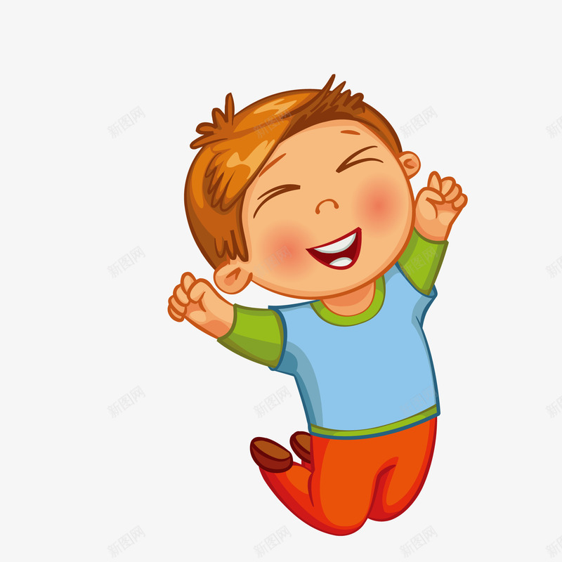 卡通快乐的小男孩人物矢量图ai免抠素材_88icon https://88icon.com 人物设计 儿童生活节 小男孩 快乐 跳跃 矢量图