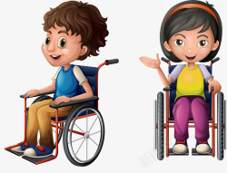 手绘坐轮椅的小孩素材