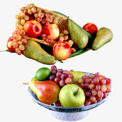 水果水果拼盘苹果葡萄梨子素材