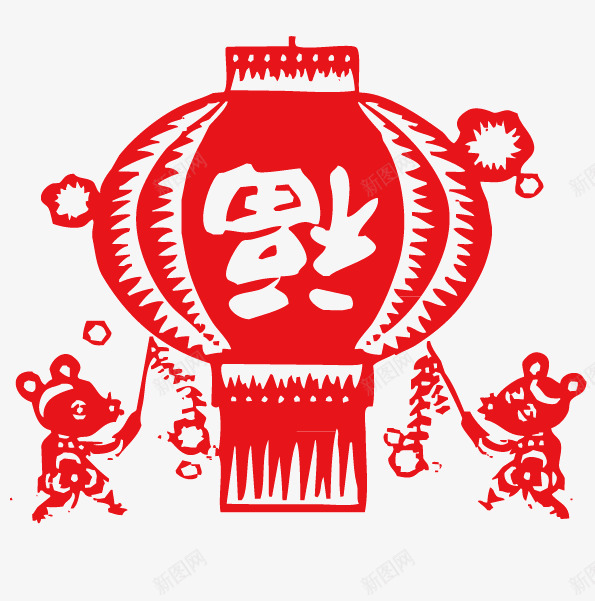 窗花福到png免抠素材_88icon https://88icon.com 剪纸 灯笼 红色 过年素材