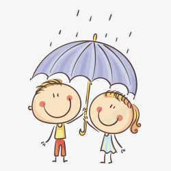 爱情雨伞卡通插画矢量图素材