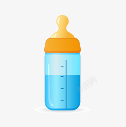 蓝色卡通婴儿奶瓶素材