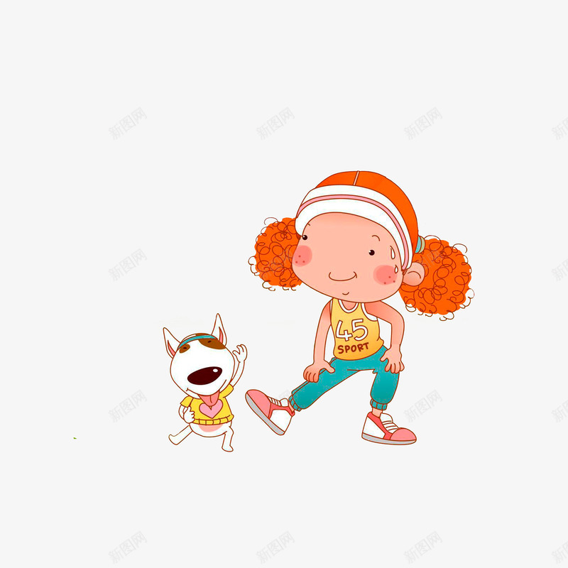 带着小狗做运动的小女孩png免抠素材_88icon https://88icon.com 小孩和狗