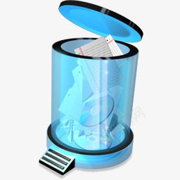 垃圾桶蓝色水晶风格系统图标图标