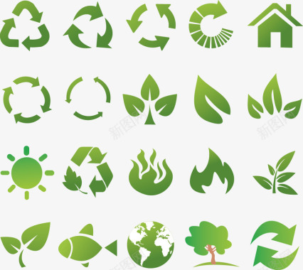 绿色环保生态图标图标