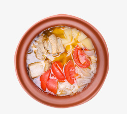 日式炖罐俯拍炖罐里的汤高清图片