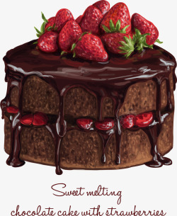 草莓巧克力蛋糕矢量图素材