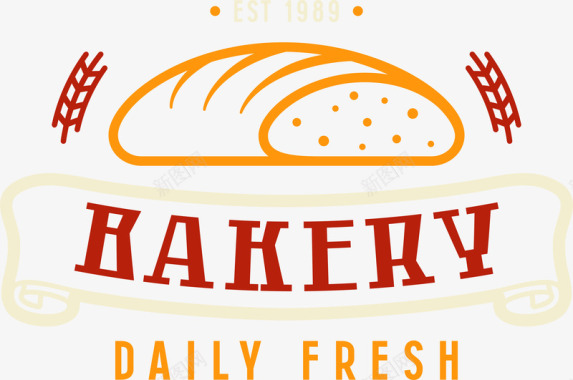 彩绘面包卡通牛角包美食logo图标图标