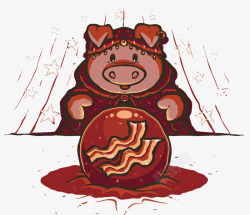 红色小猪占卜师矢量图素材