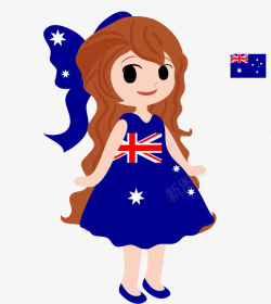 卡通澳大利亚人澳大利亚卡通女孩高清图片