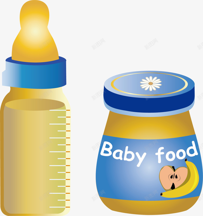 婴儿奶瓶矢量图ai免抠素材_88icon https://88icon.com 奶瓶 奶粉 婴儿 矢量图