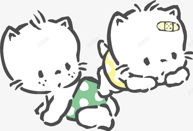 两只卡通小猫咪矢量图ai免抠素材_88icon https://88icon.com 动物 动画 卡通 可爱 小孩 简笔画 角色 矢量图