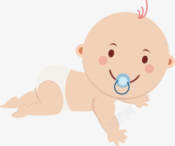 手绘含奶嘴的婴儿插画装饰图案矢量图素材