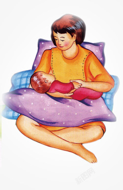 怀抱婴儿哺乳的母亲素材